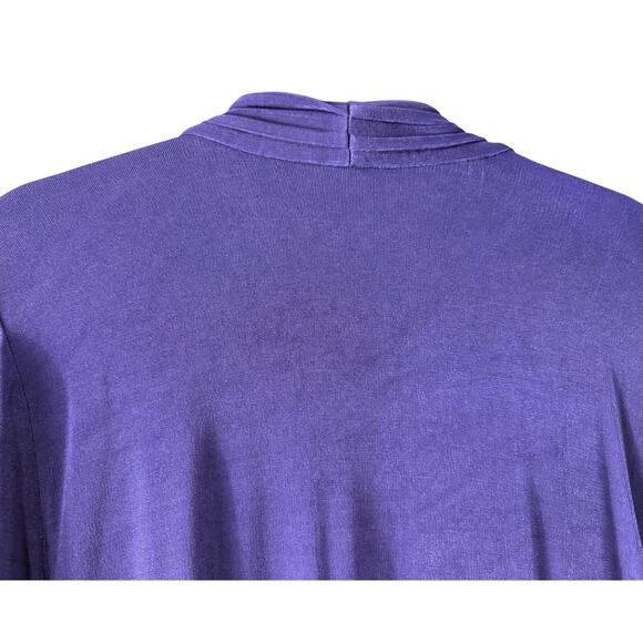 Chico’s Travelers™ Purple Drape Open Front Cardigan Size 2 (Large) Stretch Knit - Picture 10 of 12